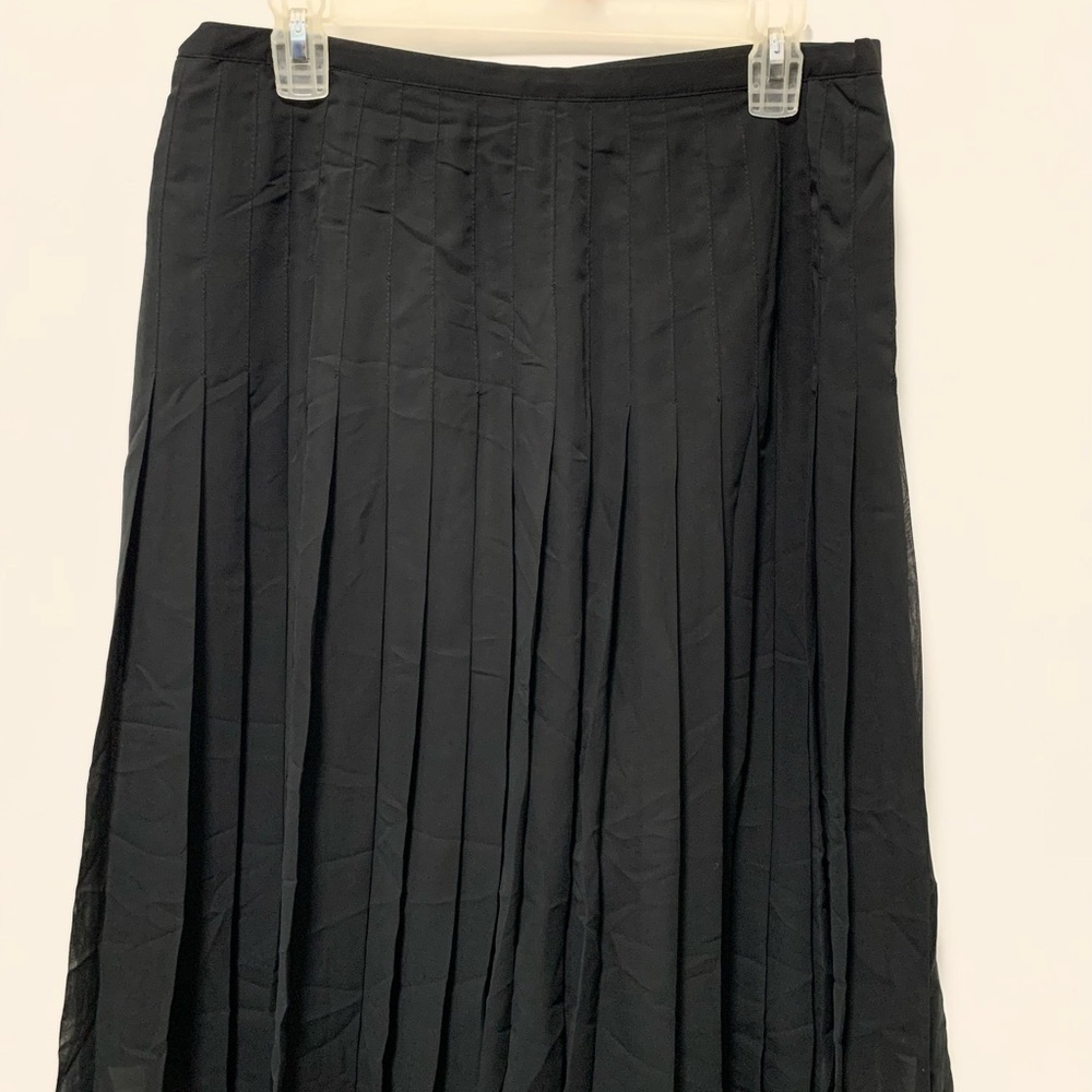 Covington Black Pleated Midi A-Line Skirt